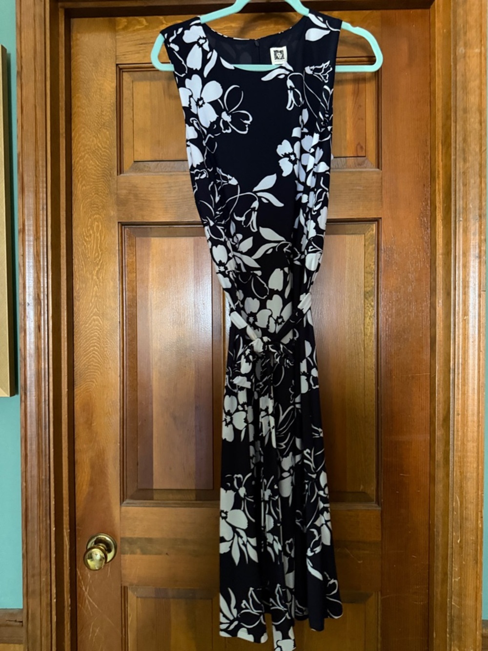 Anne Klein Navy and White Floral Midi Dress